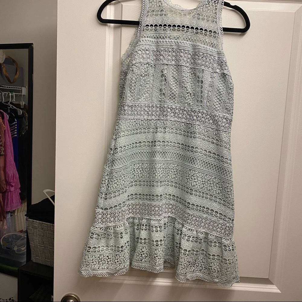 Foxiedox: Light Blue/Gray Lace Dress